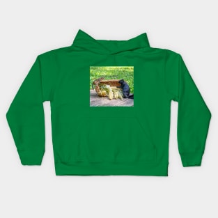 Chipmunk and squirrel share a basket of corn Kids Hoodie